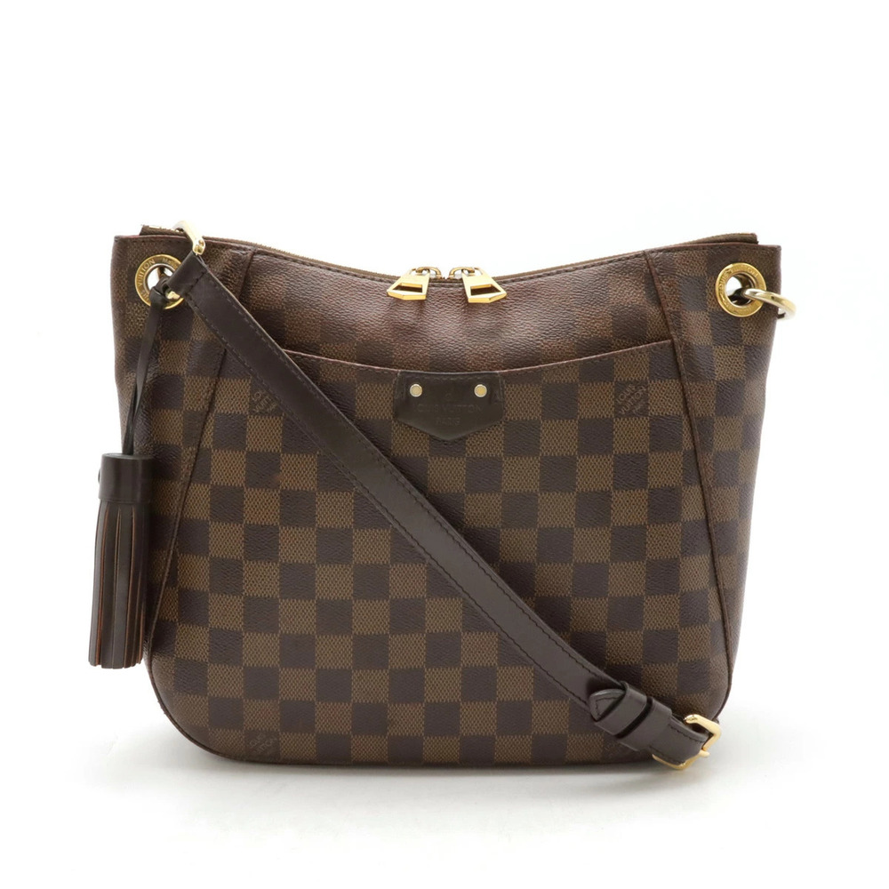 LOUIS VUITTON Damier South Bank Shoulder Bag Crossbody Fringe Tassel Charm